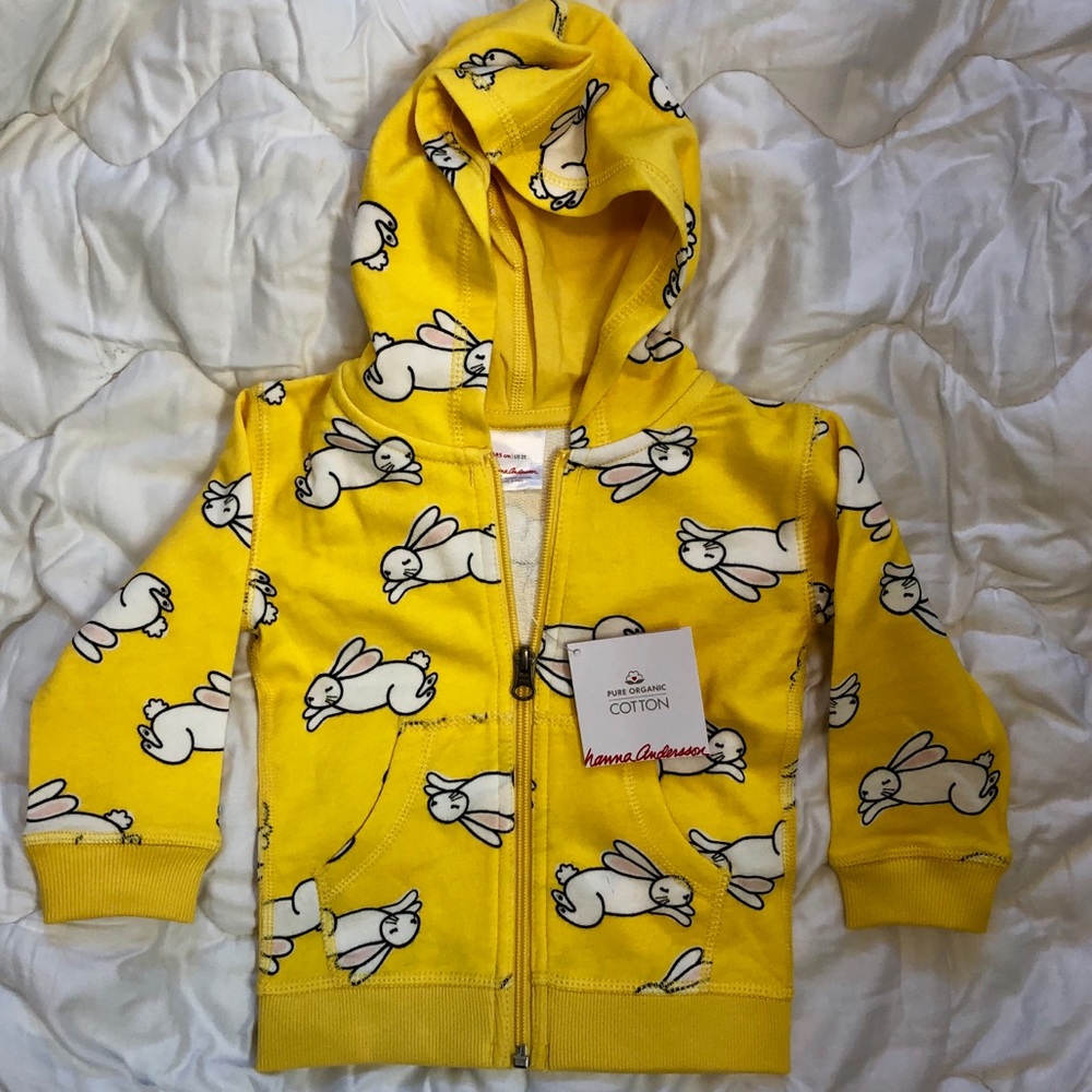 Hanna Anderson NWT Yellow Bunny Rabbit Hoodie - Picture 1 of 6